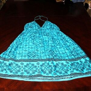 LEI Blue Floral Halter Dress - Size XL - Boho, Y2K, Summer Festival Style